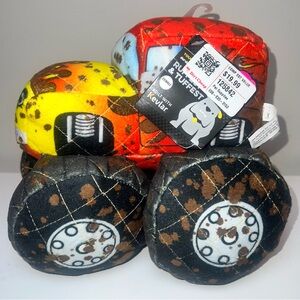 Leaps & Bounds Plush Monster Truck Dog Toy - Red, Yellow, and Black